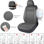 CAROMOP Faux Leather Car Seat Covers 2 Front Set,Luxury and Comfortable Seat Covers for Cars, Airbag Compatible Car Interior 