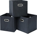 Black Fabric Cubby Storage Bins,13x13x13 Inches ,Cube Organizer Bin Foldable Storage Boxes with Dual Handles Fabric Organizer