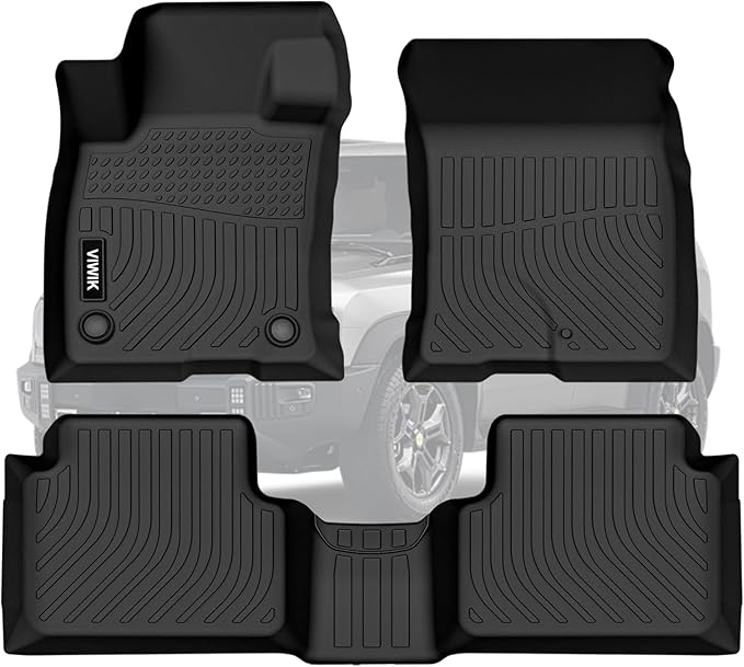 VIWIK Floor Mats Fit for Ford Bronco Sport 2021 2022 2023 2024 2025, All Weather Guard Custom Car Mats Full Set 1st & 2nd Row, Automotive Floor Liners Black TPE Car Accessories