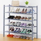 Smiry Shoe Rack, 5 Tier Thick Long Bamboo Shoe Organizer, Stackable Free Standing Wooden Shoe Storage Shelf for Closet, Entry