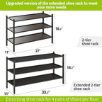 BMOSU 3-Tier Bamboo Extended Shoe Rack Premium Stackable Shoe Shelf Storage Organizer for Hallway Closet Living Room Entryway