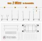 Gewudraw Heavy Duty Clothes Rack Load 900 Lbs, Double Rod Rolling Clothing Rack With Sturdy Wheel And Shelves，Adjustable Port