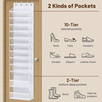 MISSLO 12 Tier Over the Door Shoe Organizer Large Capacity Hanging Shoe Rack for Closet Storage Narrow Sneaker Holder for Doo