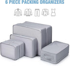Mossio 6 Set Packing Cubes with Shoe Bag - Lightweight Travel Luggage Suitcase Organizers