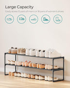 SONGMICS Shoe Rack, 2-Tier Shoe Organizer, Metal Storage Shelf, Upright or Upside Down, for 15-18 Pairs, Stackable, for Entry