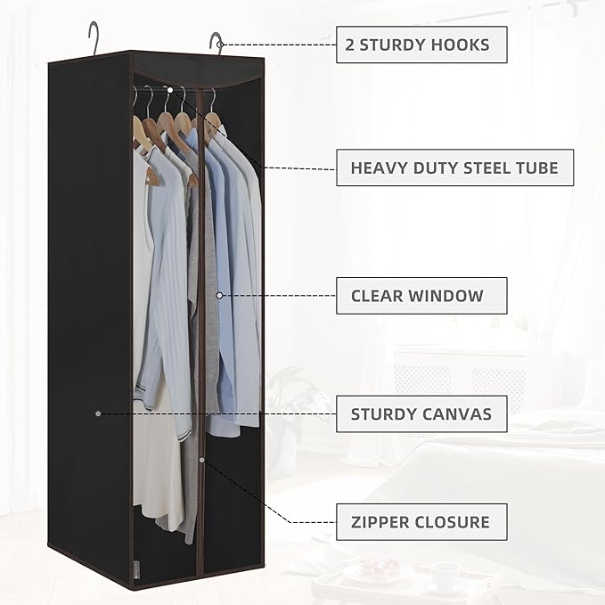 STORAGE MANIAC 2-Pack Hanging Garment Bag Zipper Cover with Sealed Clear Window, Long Garment Cover for Closet Storage Wardro