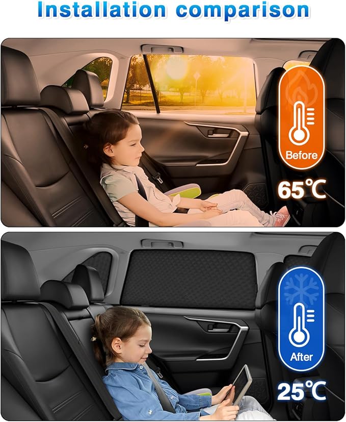 Powerty Side Window Shades for 2019-2025 Toyota RAV4 Accessories, Upgrade Double-Layer Side Rear Window Covers 6 Pack Light Block Car Privacy Cutains Shades for Baby, Camping, Napping, Sleeping