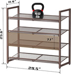 Metal Shoe Rack for Closet,entryway, 4-Tier Shoe Organizer, Adjustable Flat or Angled Shelves, Holds up to 20 Pairs Shoes