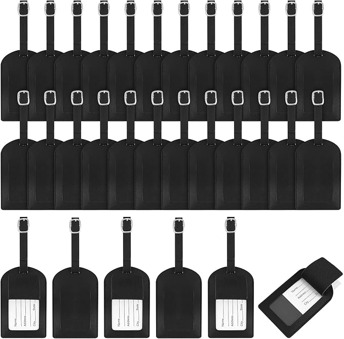 Dunzy 30 Pieces Leather Luggage Tag Women Identifiers Travel Suitcase Tags for Luggage Travel Backpack Bag Wedding Favors Wom
