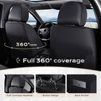 Coverado Car Seat Covers Full Set, Front Seat Covers with Lumbar Support and Back Seat Cover Waterproof Leather Automotive Se