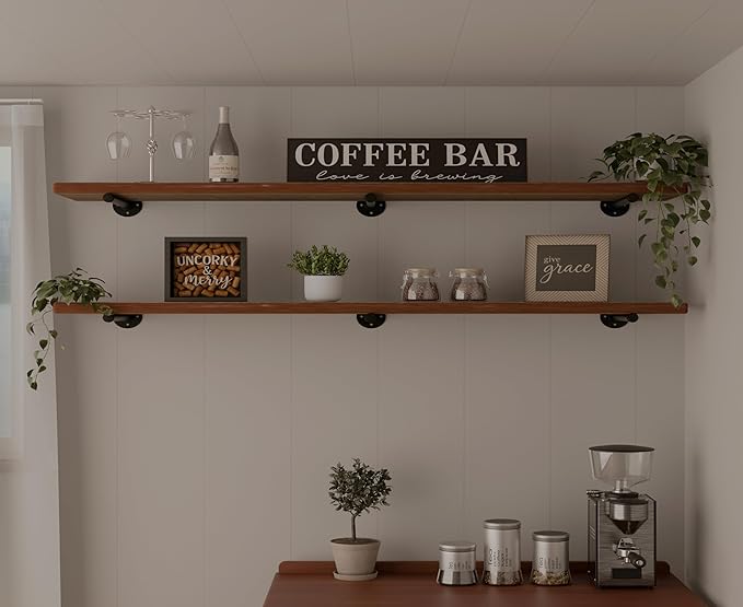 IEO Industrial Pipe Floating Shelves Shelving for Wall Shelf 60 inches Long 9.84" Extra Width Farmhouse Decor for Bedroom Kit
