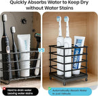 BOTEMY Toothbrush Holders with Quick Drying Mat—Black Toothbrush and Toothpaste Holder for Bathroom—Upgrade 3 Slots Openwork 