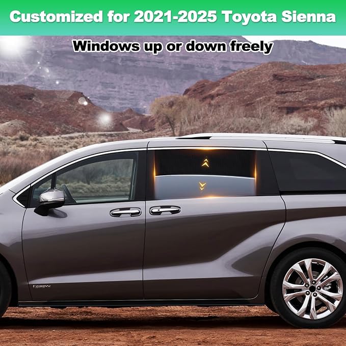 Car Window Shades for 2021-2025 Sienna - Rear Side Window Sun Shade for Baby, Breathable Mesh Car Privacy Window Covers, UV Protection and Heat Insulation for Road Trips, Napping, Camping