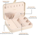 LANDICI Small Jewelry Box for Women Girls, PU Leather Travel Jewelry Case, Portable Jewelry Organizer Storage Holder Display 
