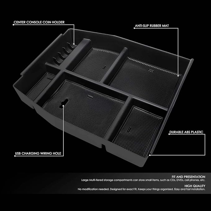 DNA Motoring Center Console Organizer Tray Compatible with 15-18 F150, Armrest Storage Box, ZTL-Y-0006