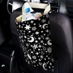IRADA Car Trash Bag Hanging No Snap Small Garbage Bag for Car Back Seat Cute Printed One-Handed Strap Trash Bags Car Accessories-Moon and Star Black Car Trash Bags