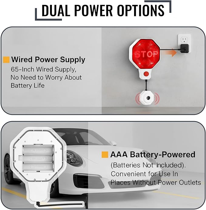 Garage Parking Sensor & Garage Parking Aid with LED Stop Light, Adjustable Ultrasonic Park Assistant for Car Stop Indicator w