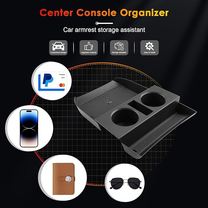 for 2024 Palisade Lower Console Organizer for 2023-2025 Hyundai Palisade SE/SEL/XRT/Limited/Calligraphy Under Console Tray Palisade Accessories (23-25 Palisade ABS Under Organizer w/Cup Holder)