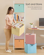 SONGMICS Storage Cubes, Set of 6 Odorless Foldable Storage Boxes, 13 x 13 x 13 Inches, Closet Organizers for Shelf, Rainbow S