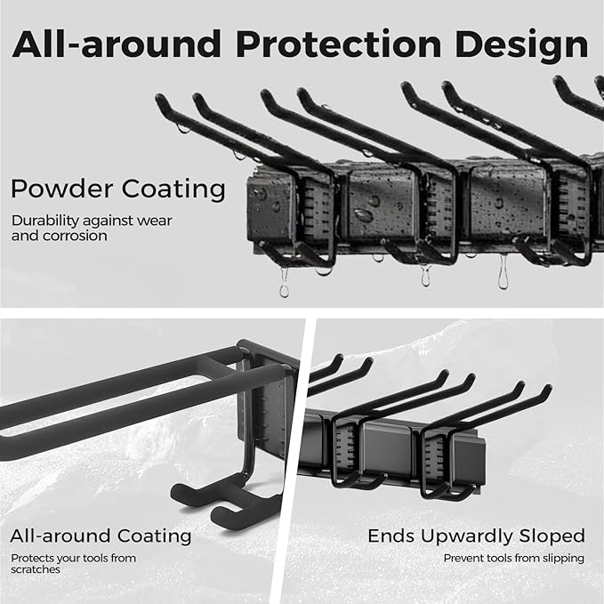 Garage Tool Organizer 48in - Heavy Duty Wall Mount Tool Storage Rack Load 350lb Garage Organization for Mop Rake Broom Shovel