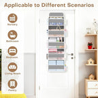 SpaceWhisper Over the Door Organizer, 5 Large Pocket Hanging Storage Organizer with 40lb Capacity, Space Saving for Nursery, 