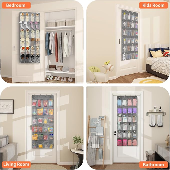 FENTEC 2 Pack Over the Door Shoe Organizer Hanging Shoe Organizer for Closet, Space Saving Mesh Large Pocket Shoe Storage and