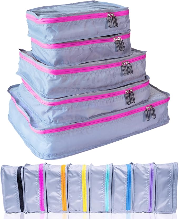 MUMI Packing Cubes - 5 Compression Packing Cubes for Travel, Luggage Organizer Bags for Suitcases, Carry-On, Duffle or Backpa
