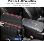NBTEPEM Bling Car Center Console Cover, Leather Car Arm Rest Cover Cushion with 2 Storage Bags, Universal Automotive Armrest Protector Storage Box, Bling Accessories Interior for Most Vehicles (Red)