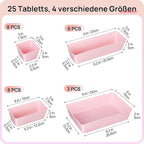 Vtopmart 25 PCS Plastic Drawer Organizers Set, 4-Size Versatile Bathroom and Vanity Drawer Organizer Trays, Storage Bins for 