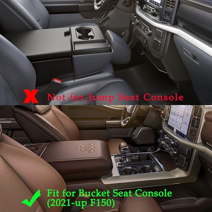 JDMCAR Center Console Organizer Compatible with Ford F150 Accessories 2024 2023 2022 2021,Center Console tray for F-150 Interior Accessories, Matte Black -(Full Console w/Bucket Seats ONLY)
