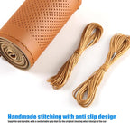 Pack-1 Leather Steering Wheel Cover, Universal Non-Slip Stitch On Wrap, DIY Car Wheel Cover Protector with Needle and Thread 
