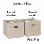 RiverRidge Folding Storage Bins with Handles Taupe Cube Storage Organizer for Closet, Bedroom & Playroom - Closet Organizers 