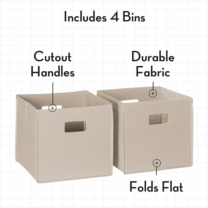 RiverRidge Folding Storage Bins with Handles Taupe Cube Storage Organizer for Closet, Bedroom & Playroom - Closet Organizers 