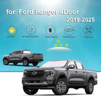 KMF 6pcs Thicken Sun Shade for Ford Ranger 4Door 2019-2025 Accessories, Full Car Window Covers Sunshade for Windshield Side Rear, UV Block and Privacy Blackout for Camping Outdoor