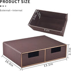 Stackable Organizer Drawer and Leather Desk Organizer with Drawers－Mini Desktop Drawer Organizer Stackable－Multifunctional Ta