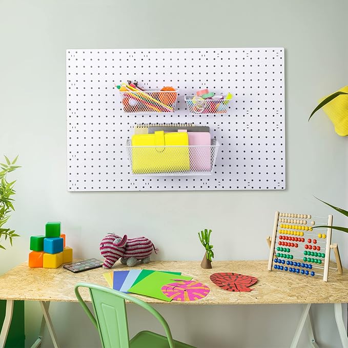 Photect Pegboard Wire Baskets Accessories Hanging Wall Organizer 3 Sizes Pegboard Bins Basket Home Garage Multi Fit Organizer