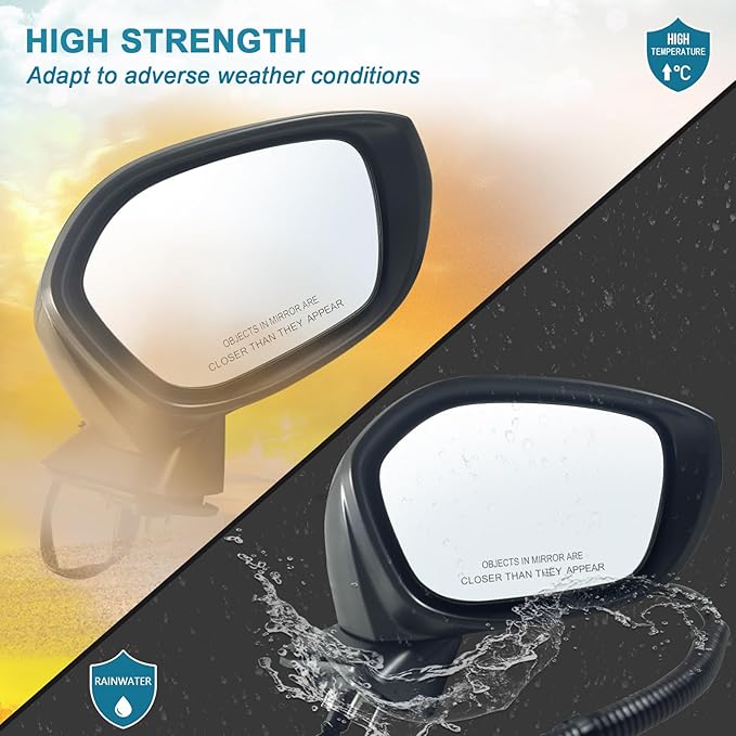 Right Passenger side Mirror Fits 2022-2025 HONDA CIVIC Sedan/Hatchback With Power Glass, Manual Folding, Match to Crystal Black Pearl Replace HO1321350 76208T20A01 (3 Pins)