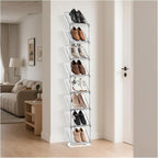 SMILHELTD Vertical Shoe Rack 8 Tiers Narrow Clear Sneaker Storage Holder Luxurious Slim Tall Organizer Space Saving Shelf for
