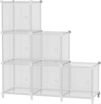 Cube Storage Organizer, 6-Cube Shelves Unit with Doors, DIY Stackable Plastic Clothes Organizer for Bedroom and Under Stairs 
