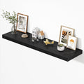 Dreamland 55" Floating Shelves for Wall, 12" Deep Thicker Black Floating Shelves, Wall-Mounted Shelves for Bedroom, Living Ro