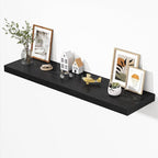 Dreamland 55" Floating Shelves for Wall, 12" Deep Thicker Black Floating Shelves, Wall-Mounted Shelves for Bedroom, Living Ro