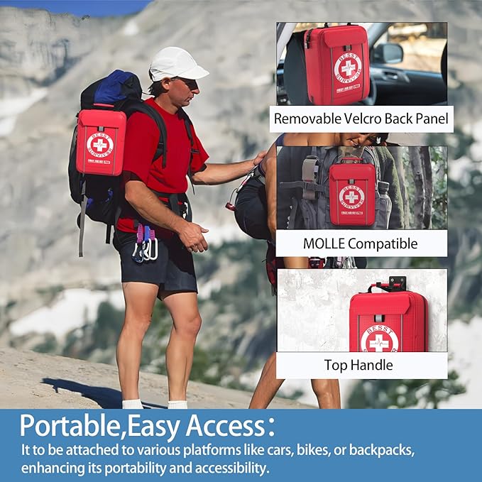 Professional Trauma First Aid Kit - Military-Grade Labelled Compartments & MOLLE System for Workplace, Outdoor, Car, Boat, Hu
