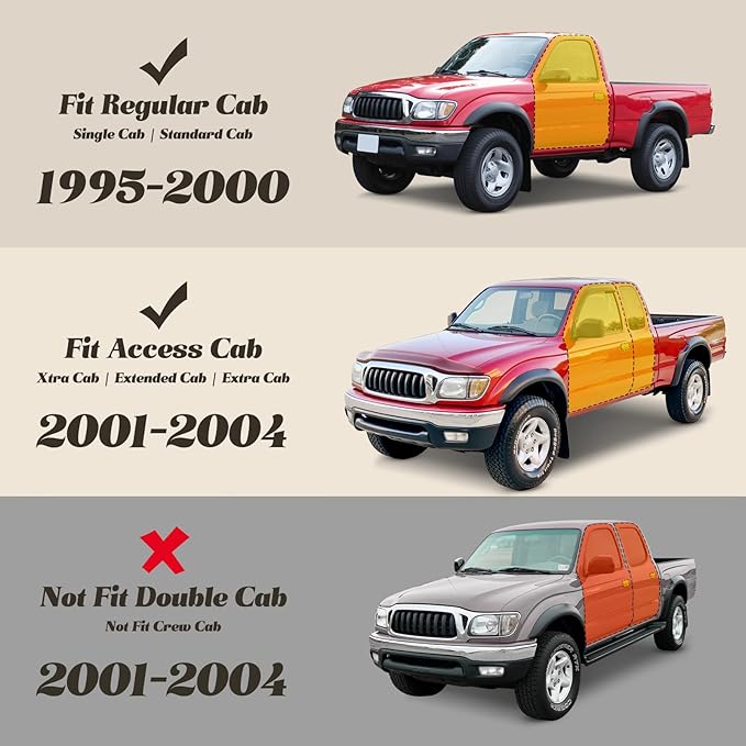Car Floor Mats for Toyota Tacoma 1995–2004(Not Fit Double Cab) All Weather Custom Fit Heavy Duty Rubber Liner, Car Accessories for Tacoma 1995 1996 1997 1998 1999 2000 2001 2002 2003 2004