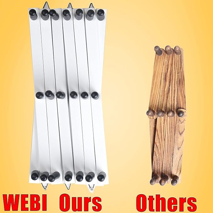 WEBI Accordion Wall Hanger,Expandable Wooden Coat Rack Wall Mounted,Accordion Hat Rack for Wall,Accordion Hook Rack for Hats,