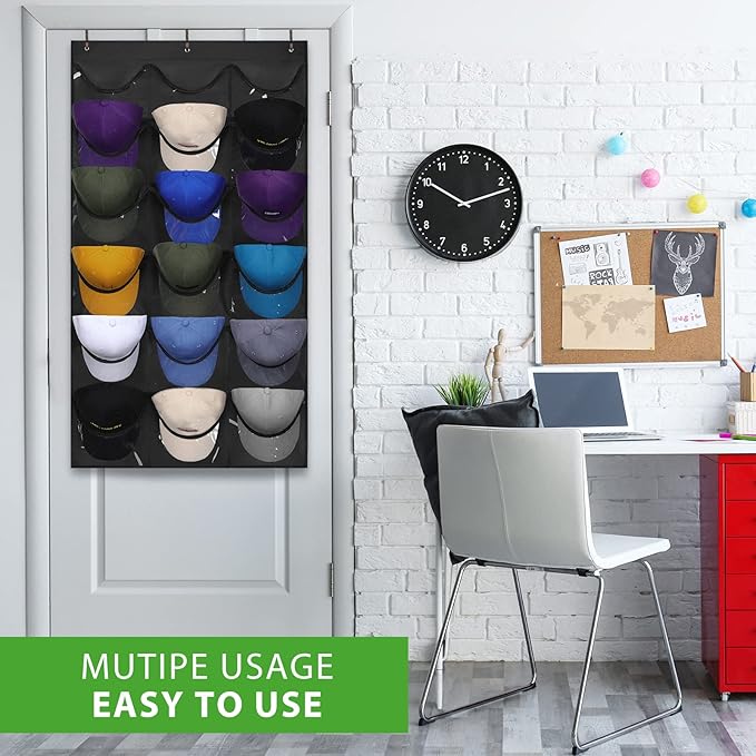 Dofilachy Hat Rack - Hat Organizer - Hat Racks for Baseball Caps, Visible Hat Holder - Baseball Hat Rack for Wall Door with 3