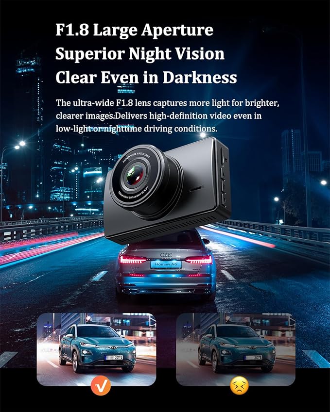 Dash Cam Front and Rear, Dash Camera for Cars 4K+1080, Dashcam Built-in WiFi, APP Control, 32GB Card Included, 3" IPS Touch S