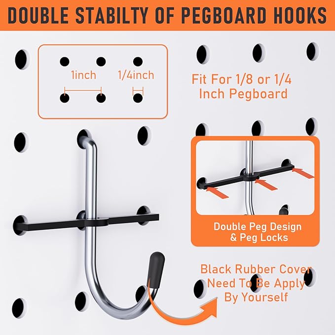 INCLY 280PCS Upgraded Pegboard Accessories Organizer Kit, Peg Board Hooks Assortment with Bins & Cups for Organizing Tools, F