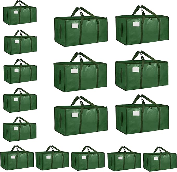 16 Pack-Extra Large Heavy Duty Moving Bags - Waterproof Storage Totes with Handles & Zippers, Foldable for College Dorm, Stor