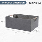 ANMINY 2PCS Storage Baskets for Organizing Collapsible Fabric Storage Bins Boxes with Wood Handles Closet Shelves Cube Organi