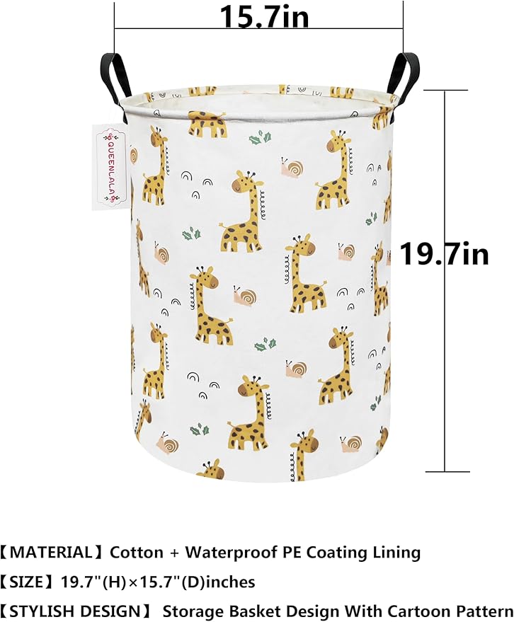 QUEENLALA Large Storage Basket,Laundry Hamper/Bathroom/Home Decor/Collapsible Round Storage Bin,Boys and Girls Hamper/Boxes/C